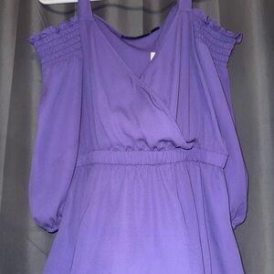 NY&C Purple Smocked Sleeve Blouse- NWT!!